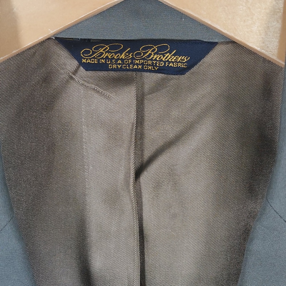 Brooks Brothers Sport Coat Taupe 2 Button Blazer 44R Cotton Blend Union Made USA - Picture 7 of 13